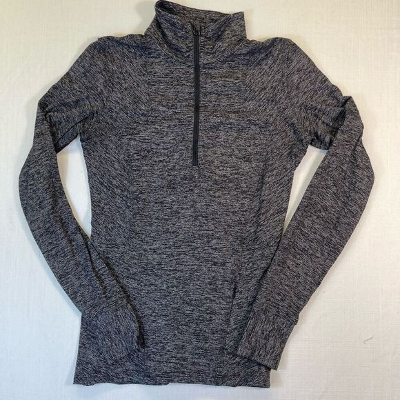 Lululemon Gray White Kanto Catch Me 1/2 Zip Pullover Sweatshirt Size 6 - Picture 1 of 9